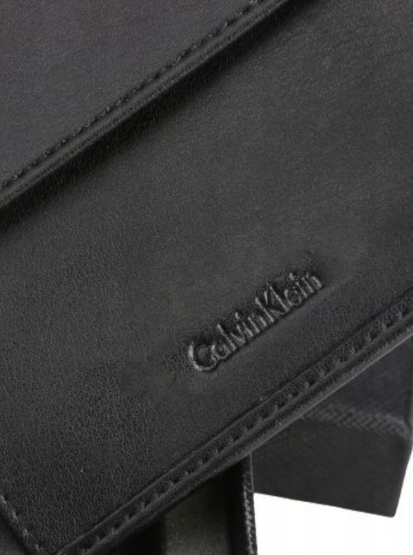 CK Black Leather Wallet & Keychain Set For Men