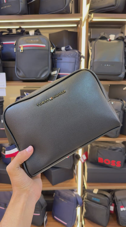 Tommy Hilfiger Black Leather Handbag For Men