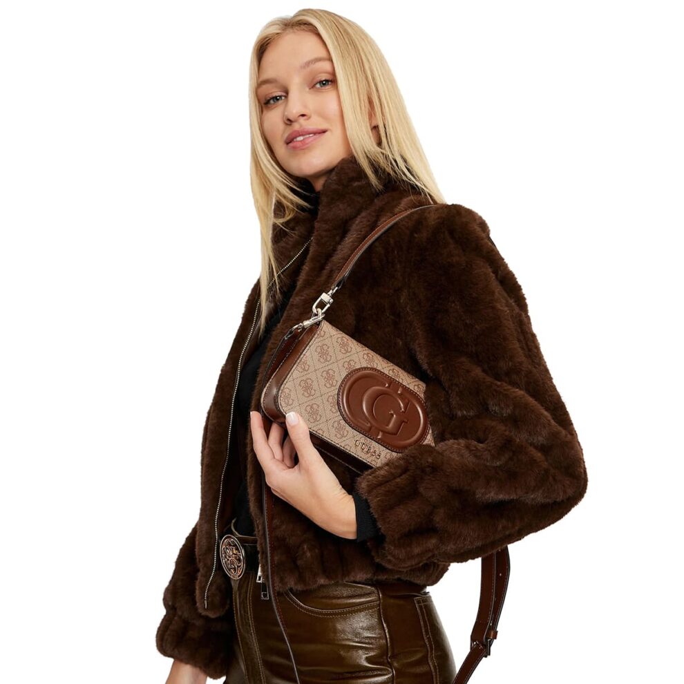 ٥حقيبة كتف نسائية من جيس Guess بلون بني لاتيه ، موديل Hwesg951320