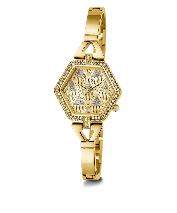 Guess GW0680L2 Women’s Gold Stainless Steel Watch – 28mm Hexagon Analog with Crystal Details