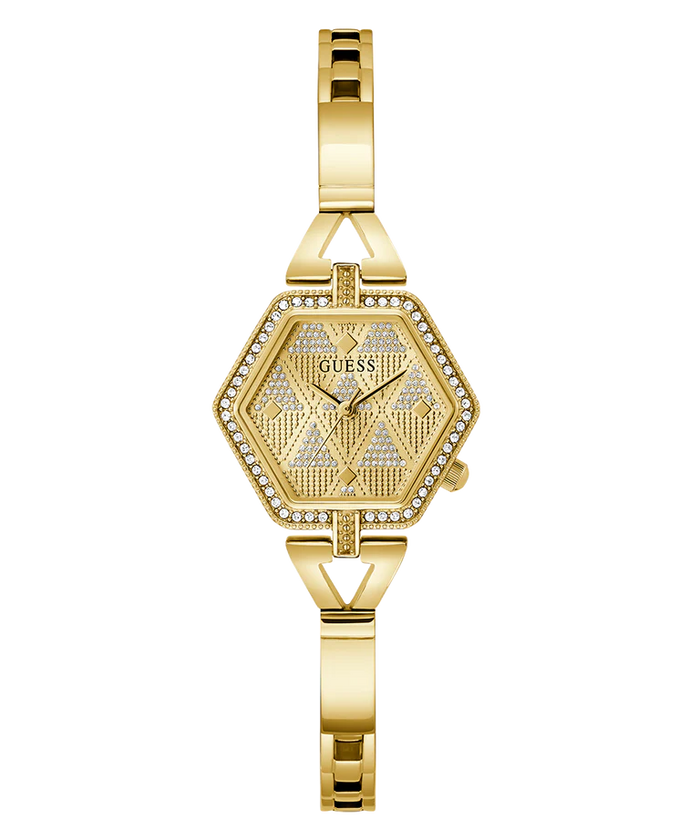 Guess GW0680L2 Women’s Gold Stainless Steel Watch – 28mm Hexagon Analog with Crystal Details