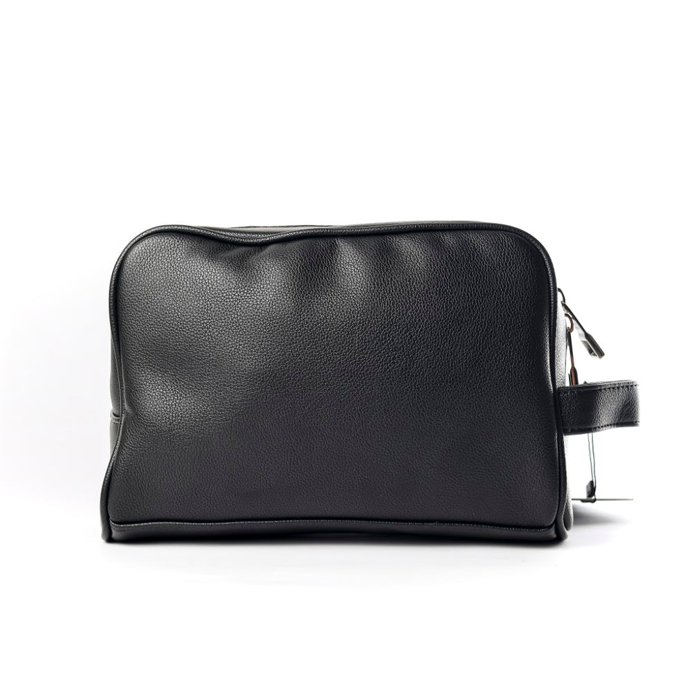 Tommy Hilfiger Polished Black Men’s Pouch With Corner Stripe