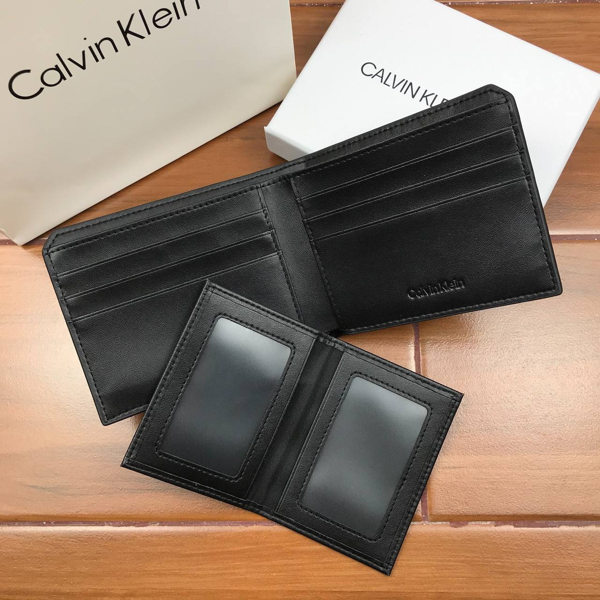 Calvin Klein  All-Over Monogram Black Leather Wallet
