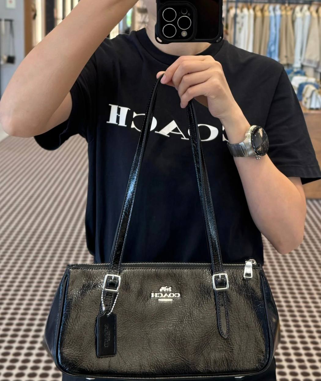 Coach Original Patent Leather Shoulder Bag – Black