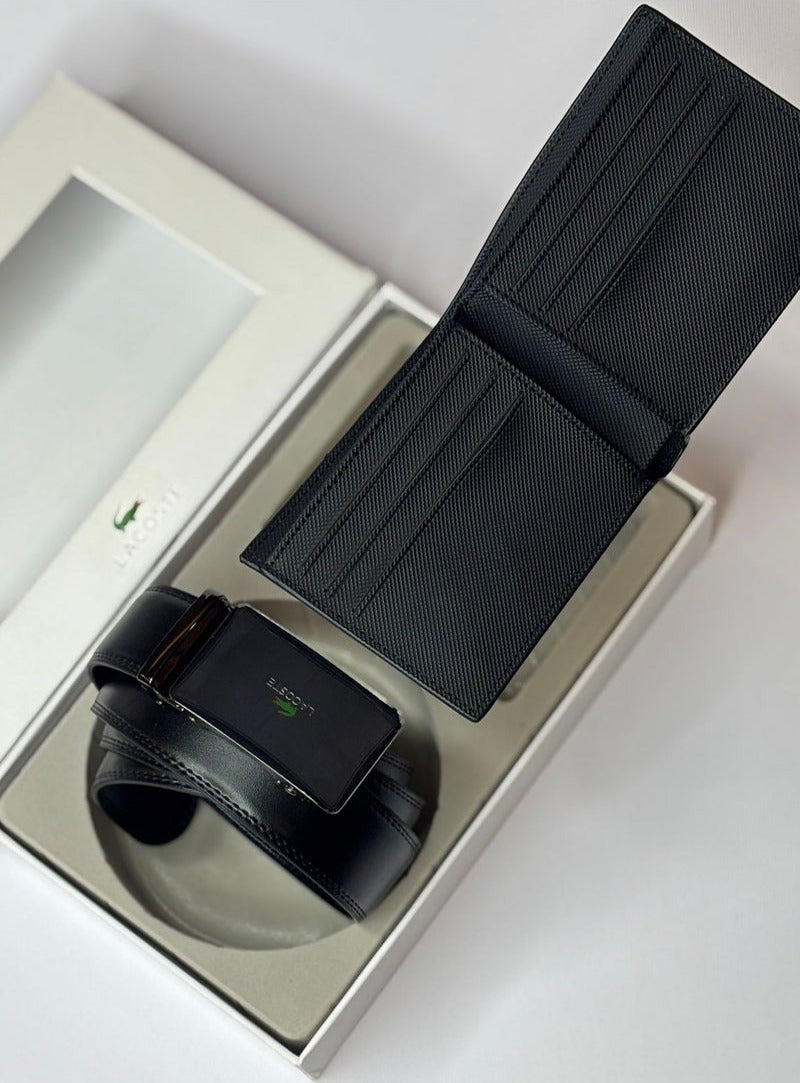 LACOSTE Leather Wallet-Belt Set For Men