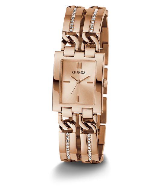 GUESS Women’s Watch – Rose Gold Tone Rectangle Design | Elegant & Sustainable Style