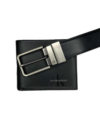 CK Black Leather Wallet-Belt Set For Men