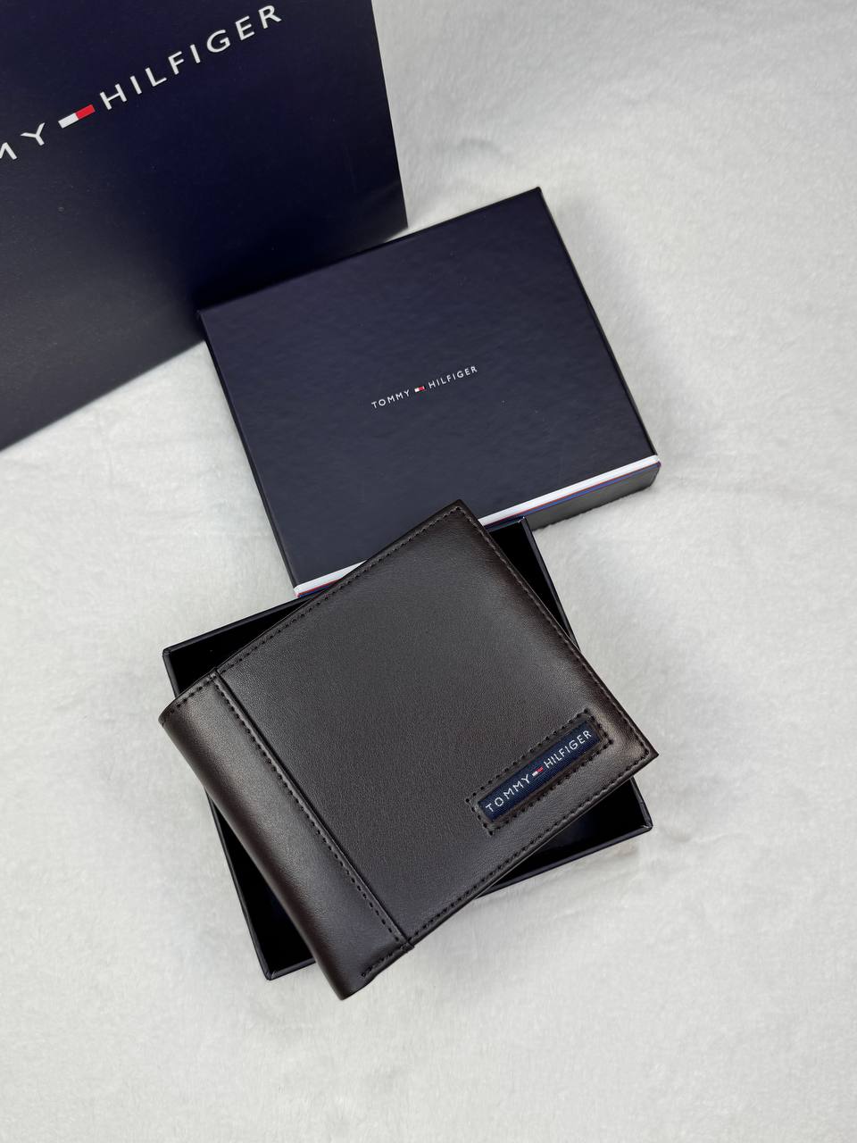 TH Brown Leather Bifold Wallet For Men
