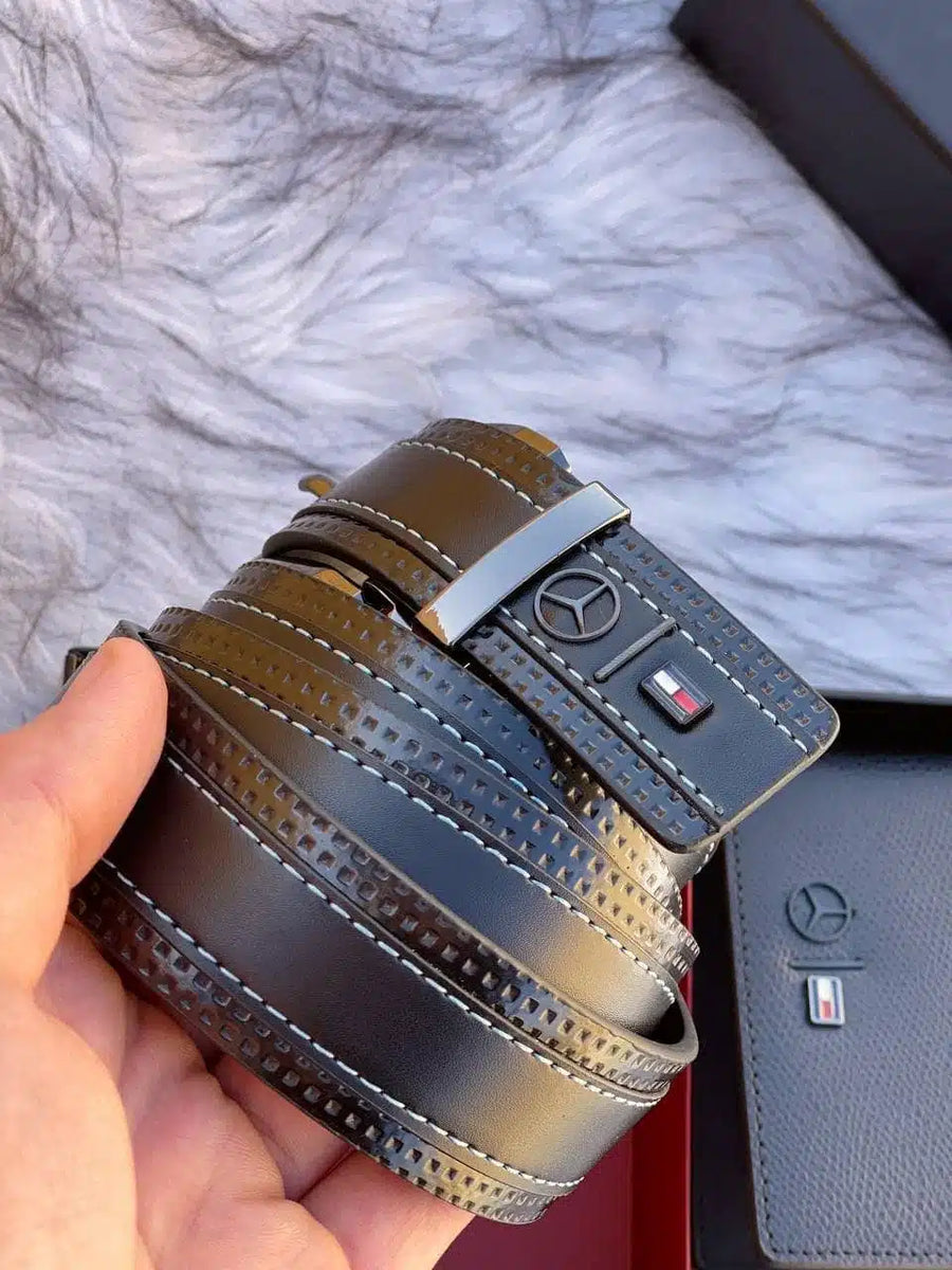 Tommy Hilfiger Men’s Luxury Gift Set: Leather Belt & Bi-Fold Wallet Duo