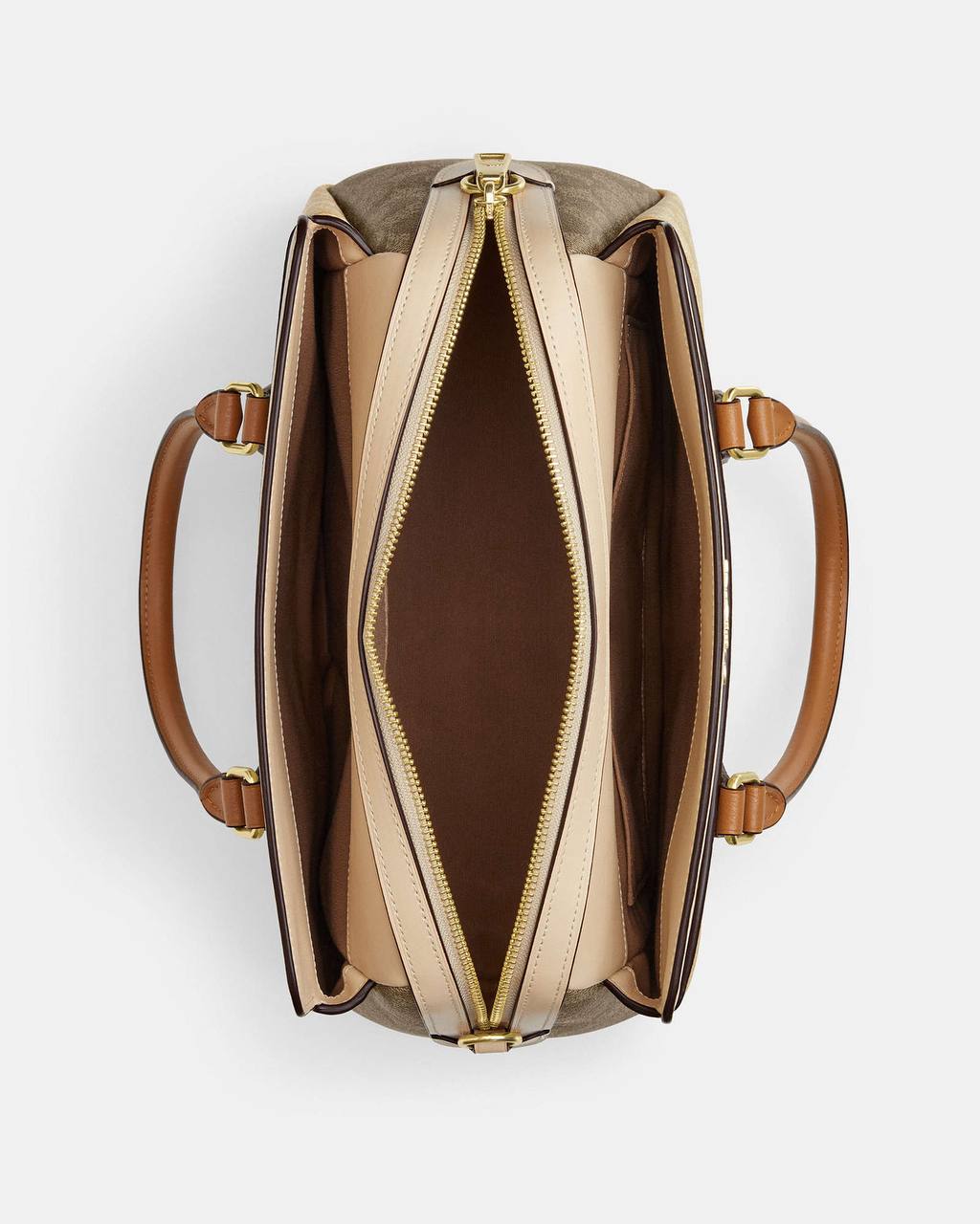 شنطة Coach Signature Satchel – Beige & Tan (original)