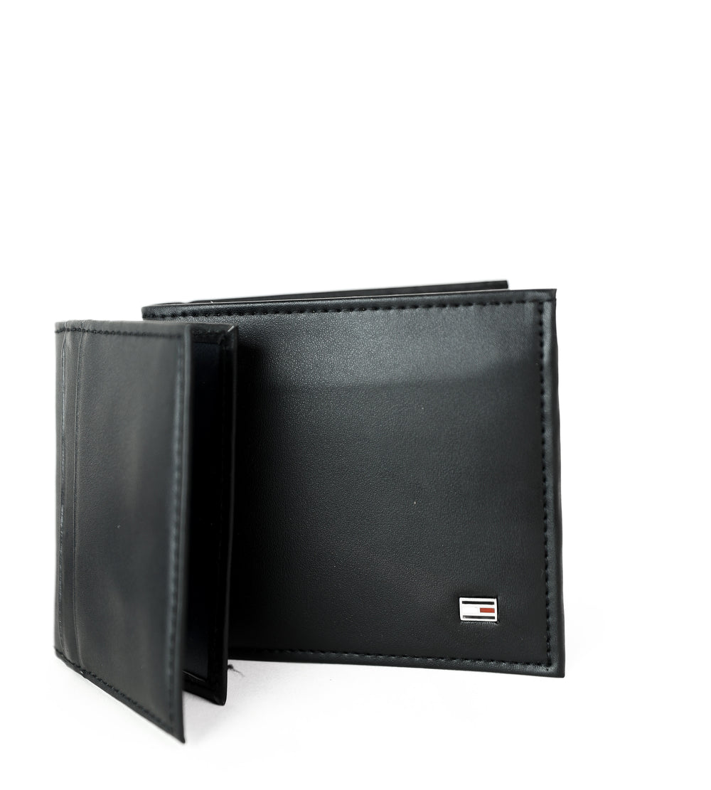 TH Black Leather Wallet For Men
