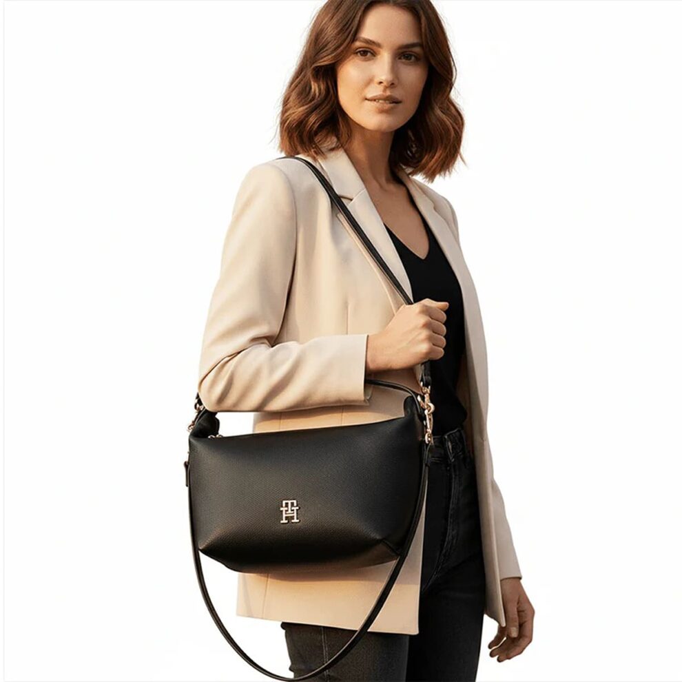 حقيبة كتف نسائية سوداء من تومي هيلفيغر Aw0Aw14499