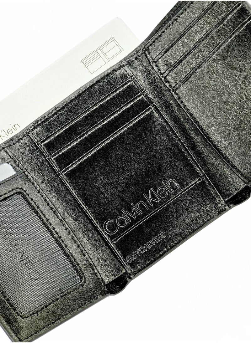 CK Monogram Trifold Black Wallet For Men