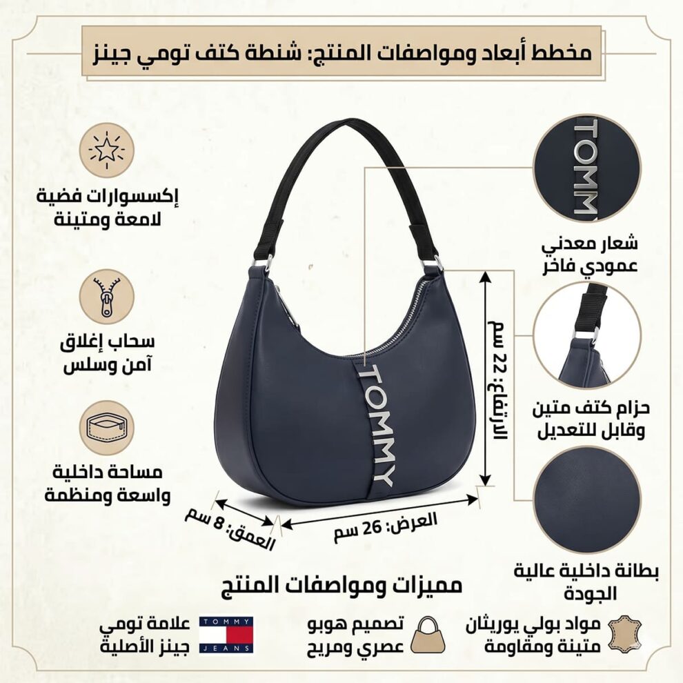حقيبة كتف نسائية من تومي هيلفيغر باللون الكحلي Aw0Aw16510