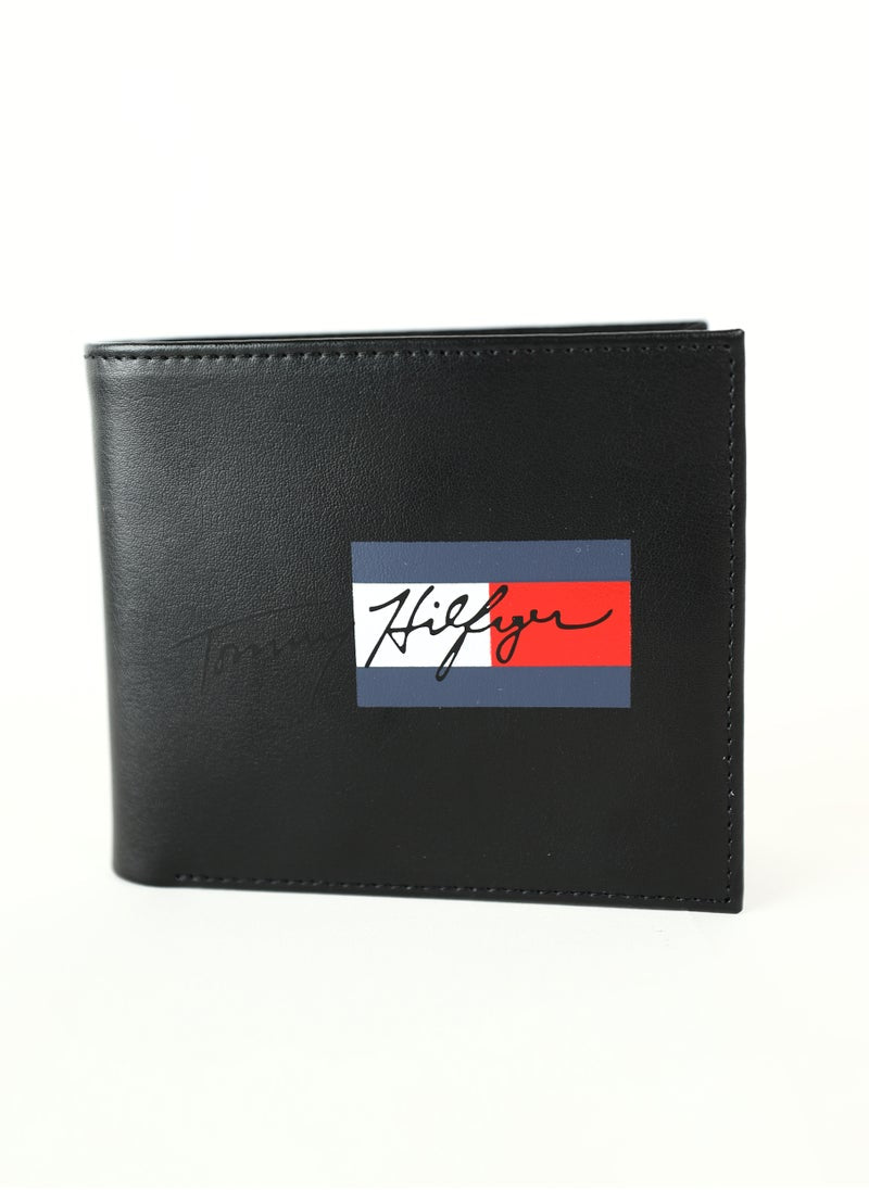 TH Black Leather Wallet For Men
