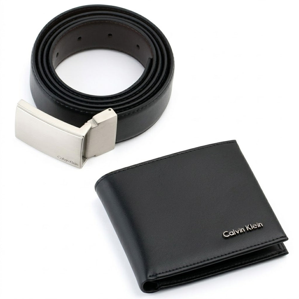 Calvin Klein Men’s Leather Belt & Wallet Gift Set – Black