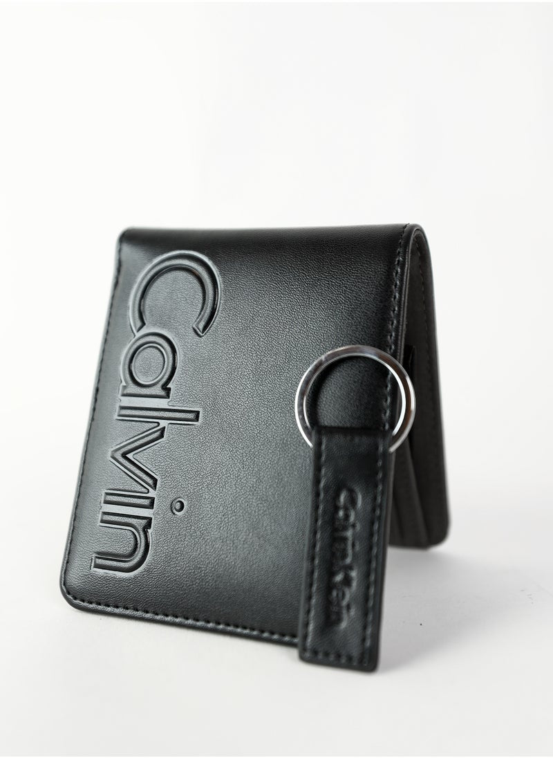 CK Black Leather Wallet-Keychain Set For Men