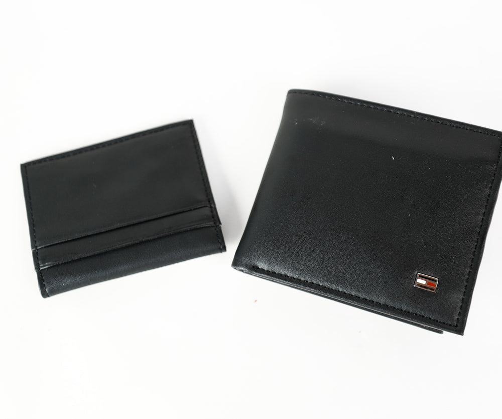 TH Black Leather Wallet For Men