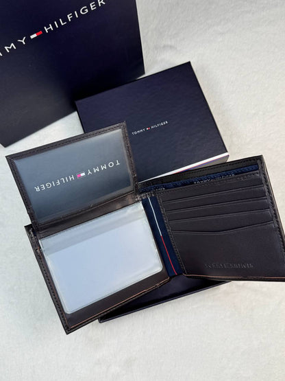 TH Brown Leather Bifold Wallet For Men