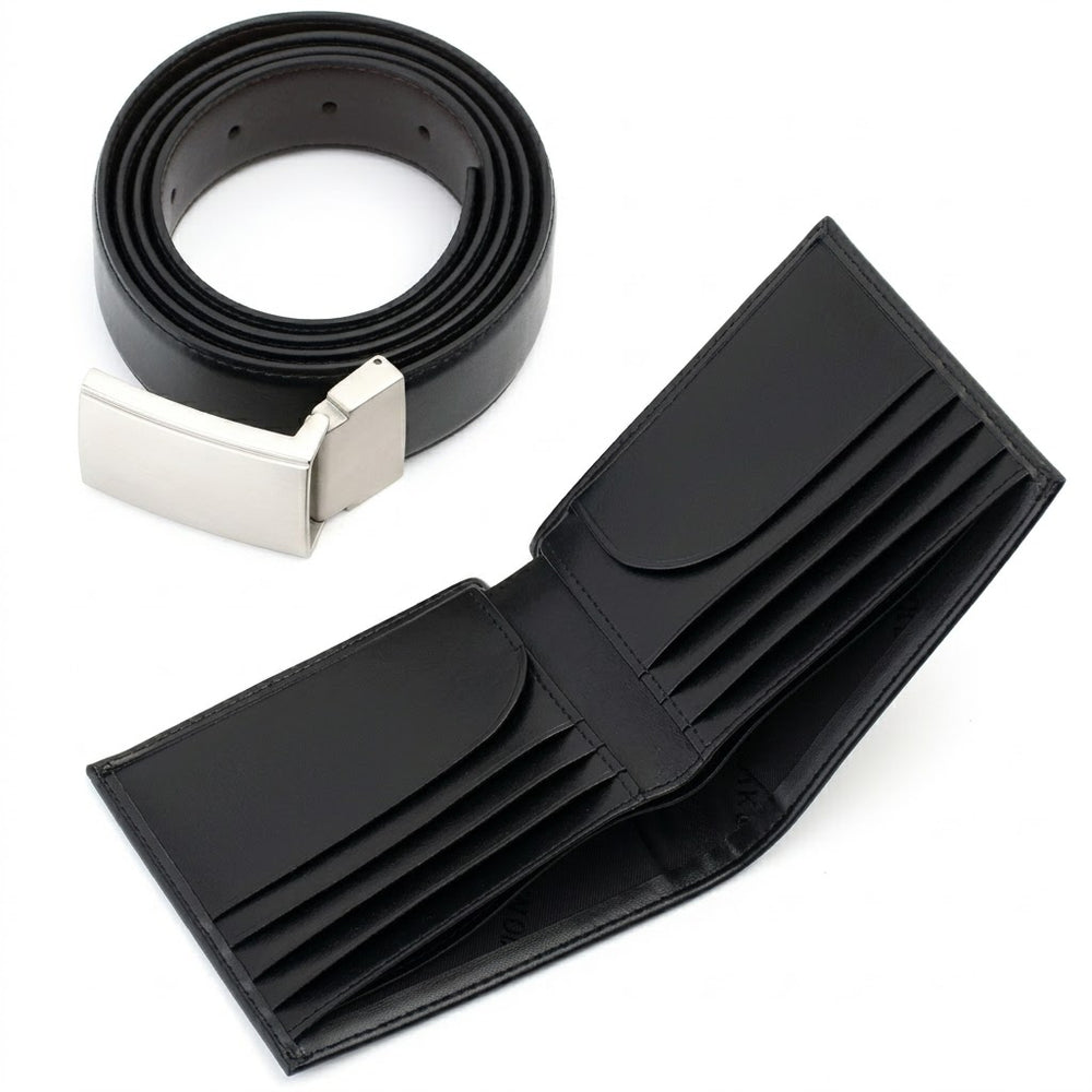 Calvin Klein Men’s Leather Belt & Wallet Gift Set – Black