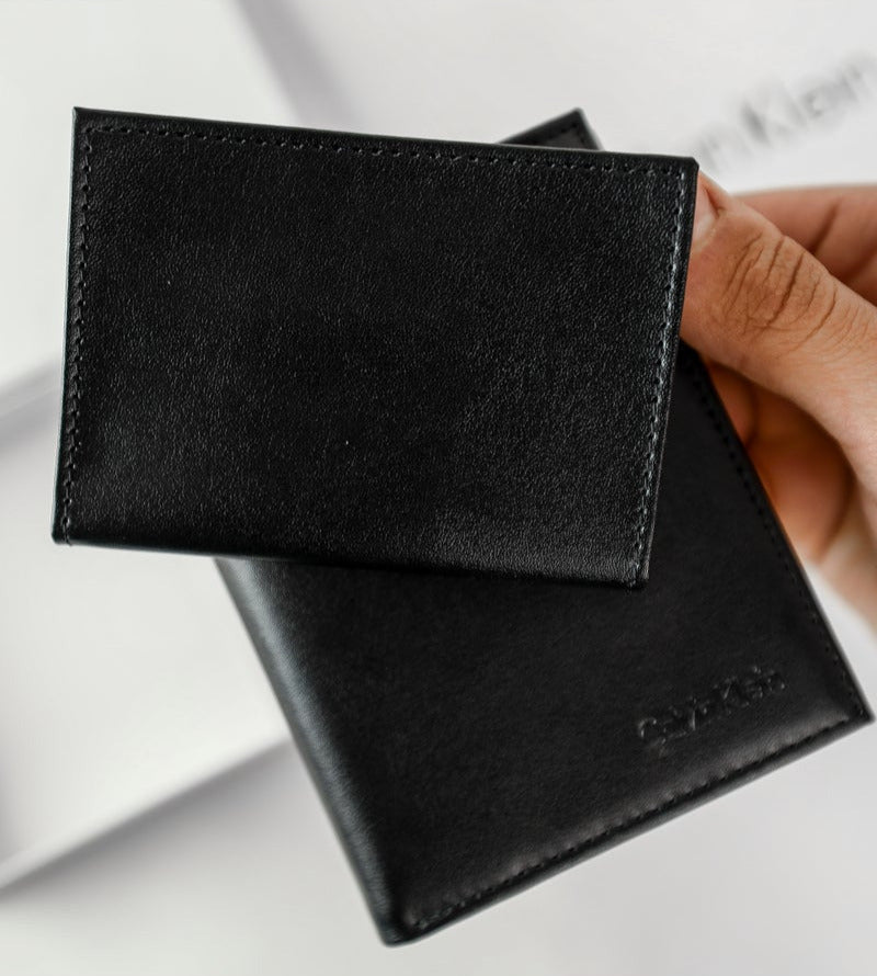 CK Black Leather Wallet-Keychain Set For Men