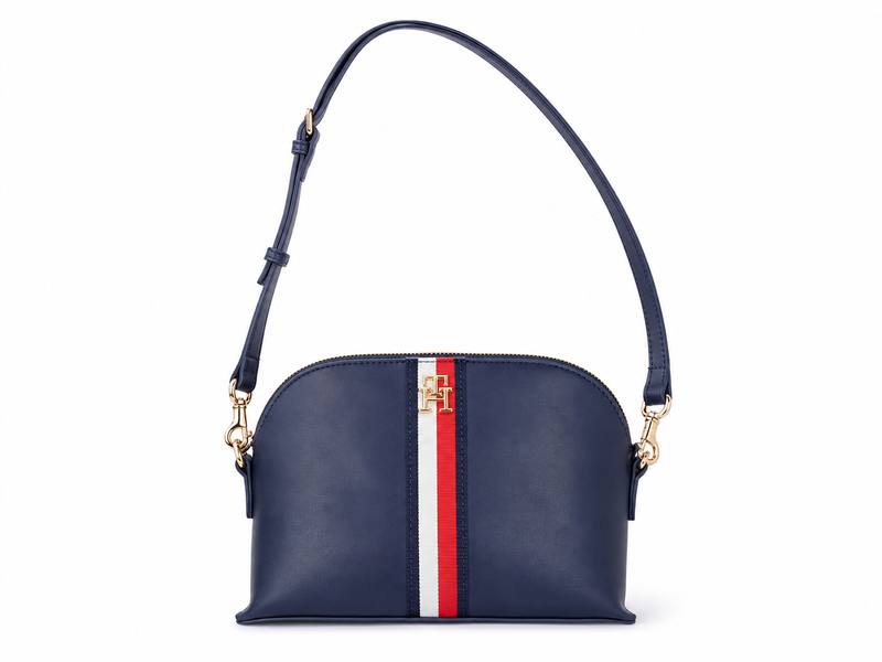 حقيبة كتف "تومي هيلفيغر" (Tommy Hilfiger) - التصميم الأيقوني بالألوان الثلاثة (كحلي)