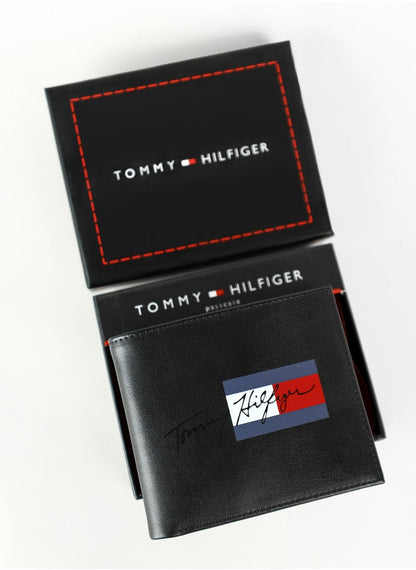 TH Black Leather Wallet For Men