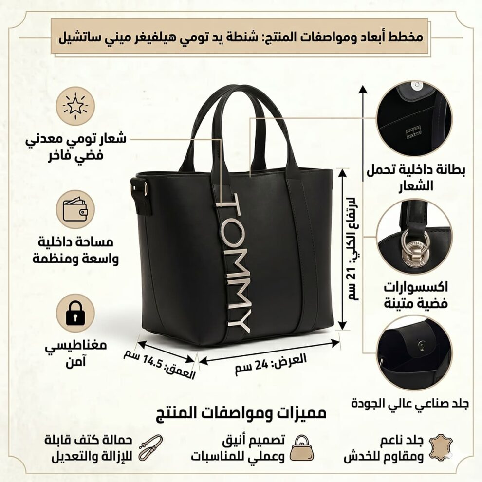 حقيبة كتف نسائية سوداء من تومي هيلفيغر Aw0Aw17049 2