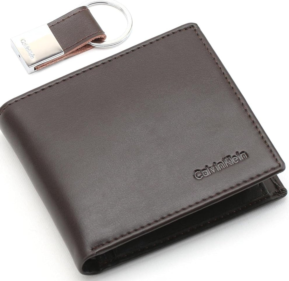 Calvin Klein Men’s 2-Piece Set: Smooth Leather Wallet & Matching Keychain