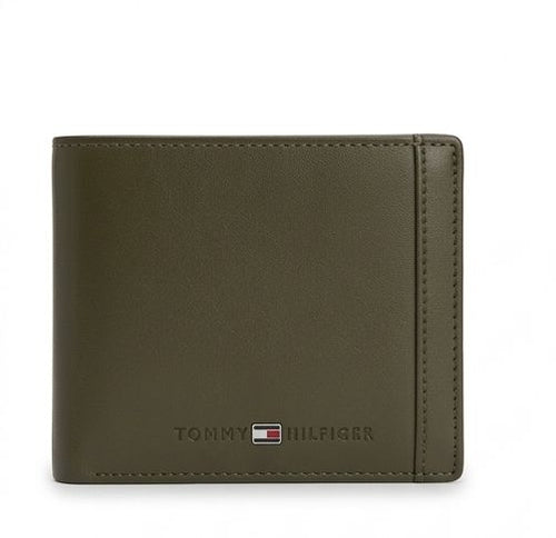 Tommy Hilfiger Men's Leather Bi-fold Wallet - Olive Green