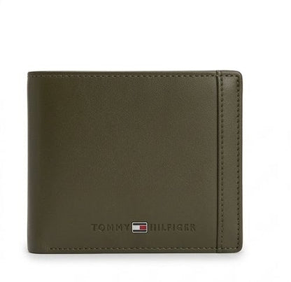 Tommy Hilfiger Men's Leather Bi-fold Wallet - Olive Green