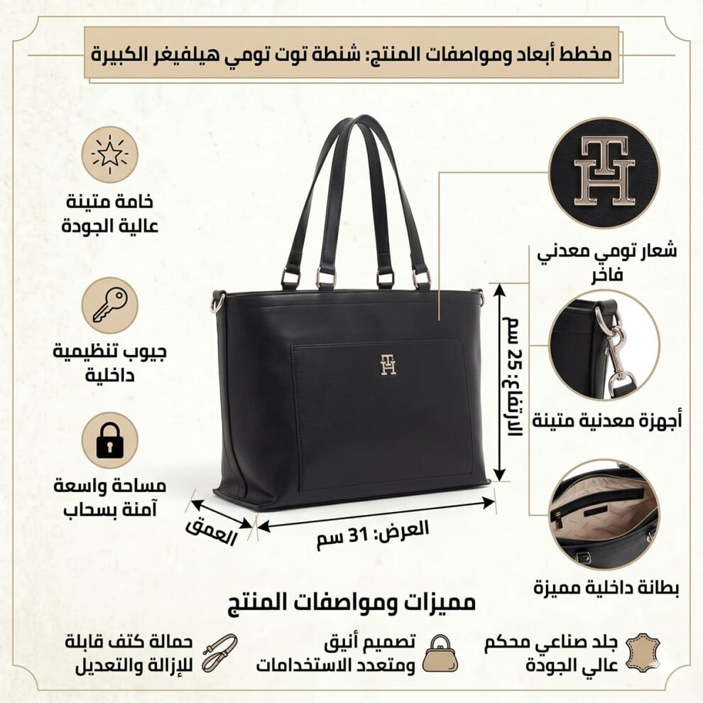 حقيبة يد نسائية سوداء من تومي هيلفيغر