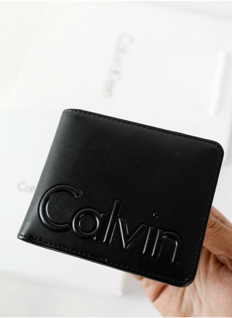 CK Black Leather Wallet-Keychain Set For Men