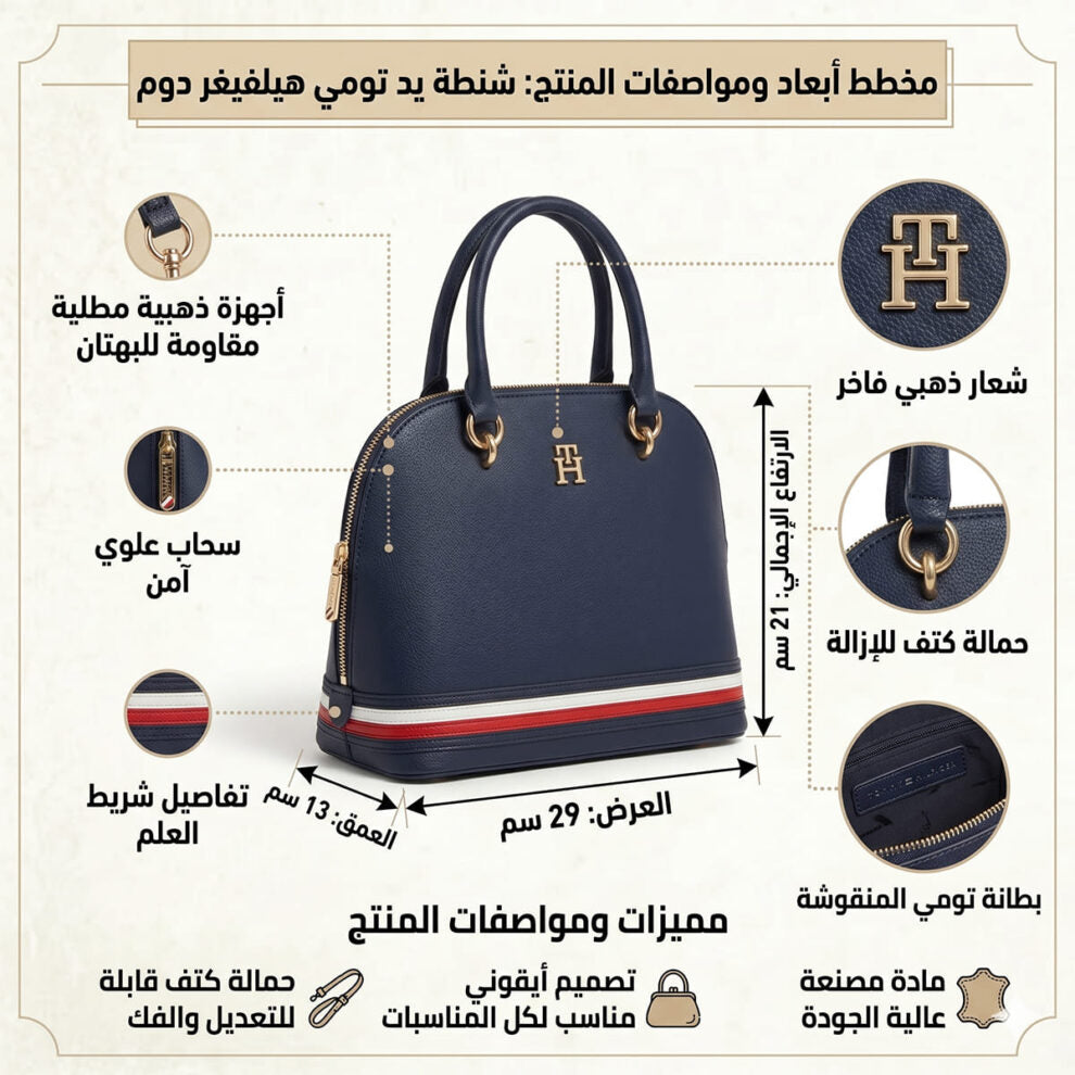 حقيبة كتف نسائية من تومي هيلفيغر باللون الأزرق الداكن