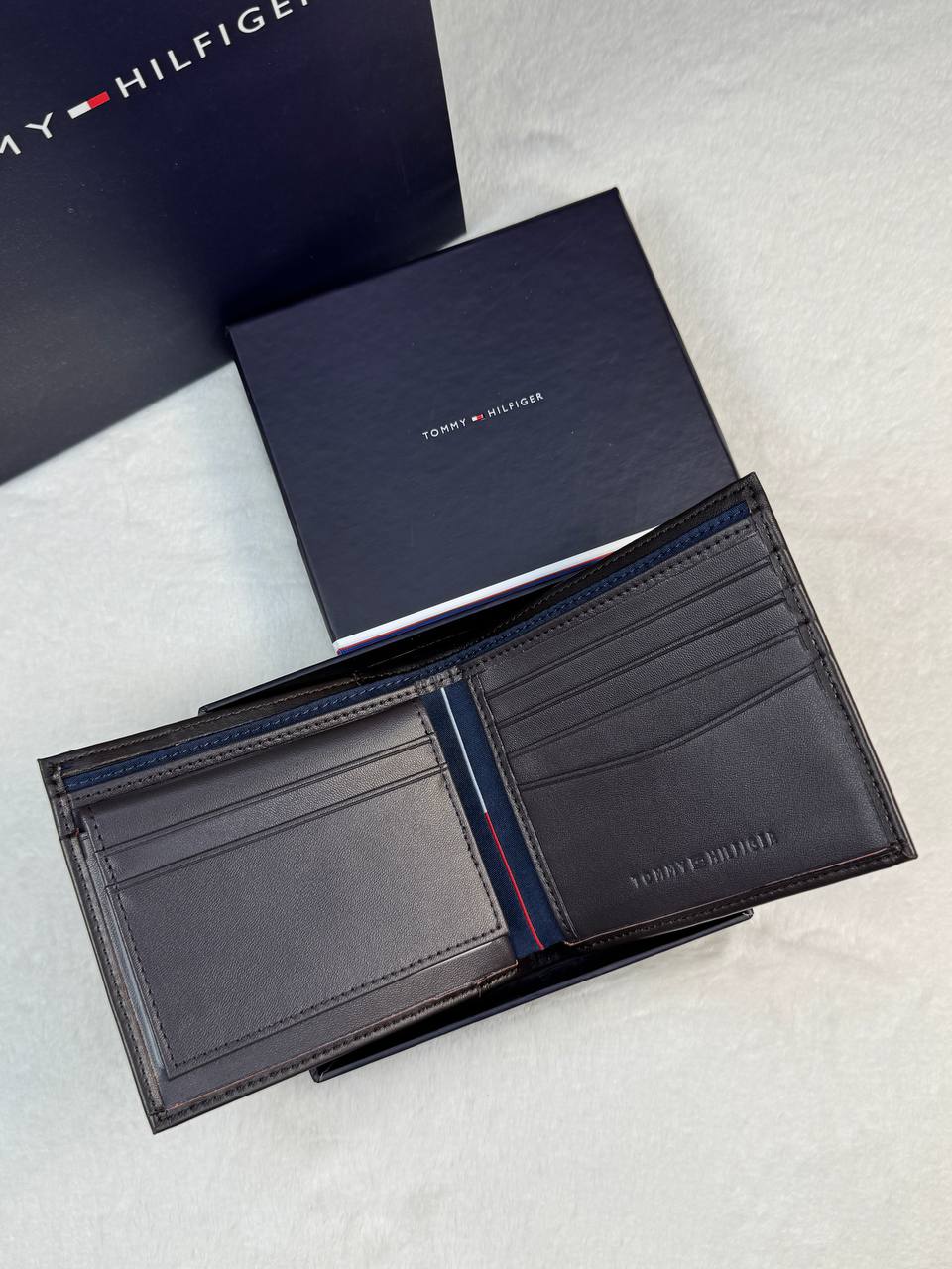TH Brown Leather Bifold Wallet For Men