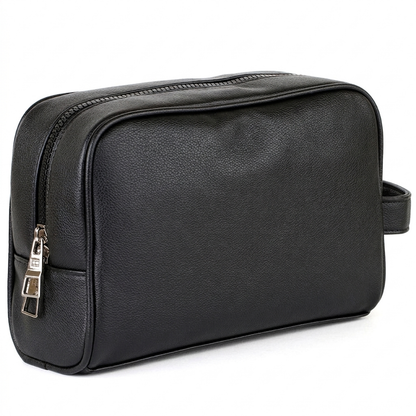 Tommy Hilfiger Polished Black Men’s Pouch With Monogram Pattern
