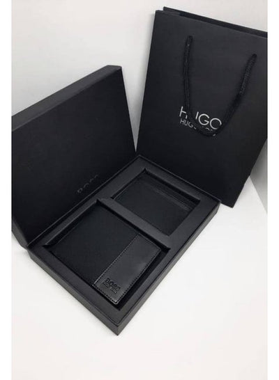 BOSS Men's Set: Textured Bi-Fold Wallet & Slim Card Holder