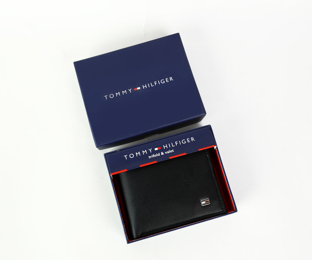 TH Black Leather Wallet For Men