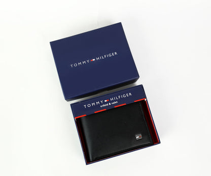TH Black Leather Wallet For Men