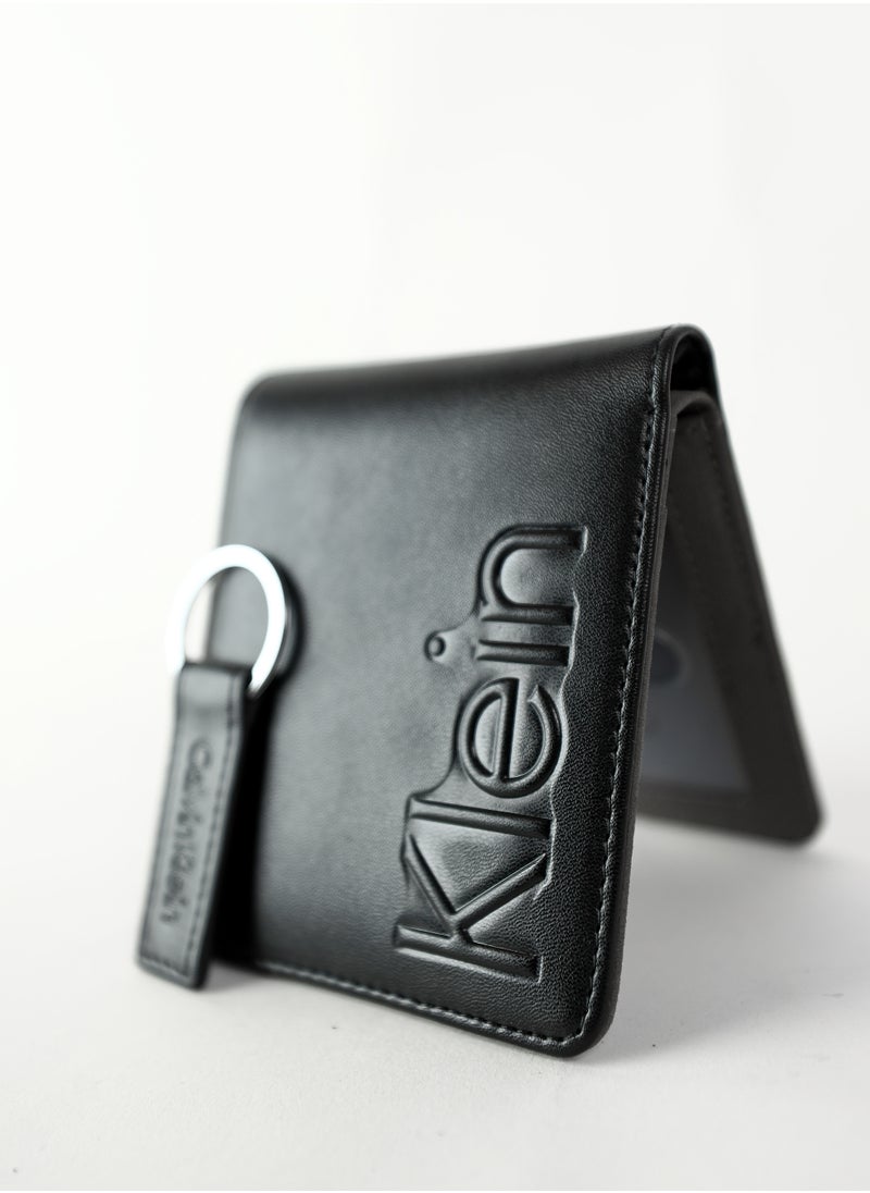 CK Black Leather Wallet-Keychain Set For Men