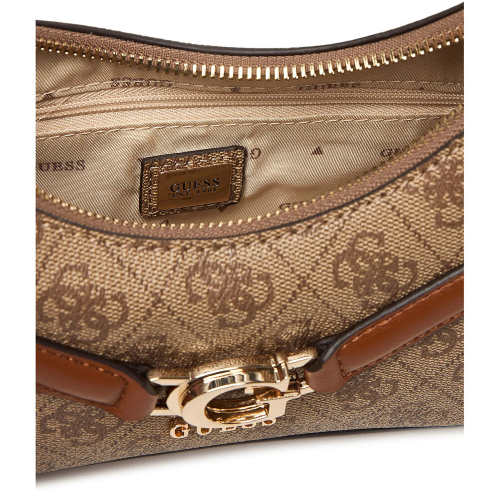 حقيبة كروسبودي نسائية من Guess بشعار جيس لاتيه ، لون بني فاتح ، رقم الموديل Hwsg7993730 Ltl