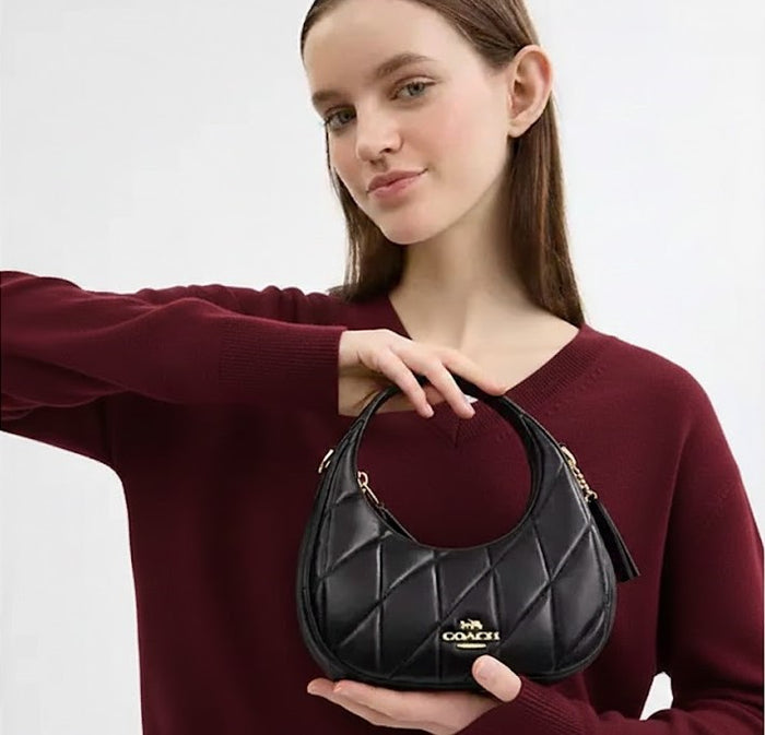 COACH Teri Shoulder Bag in Quilted Black Leather