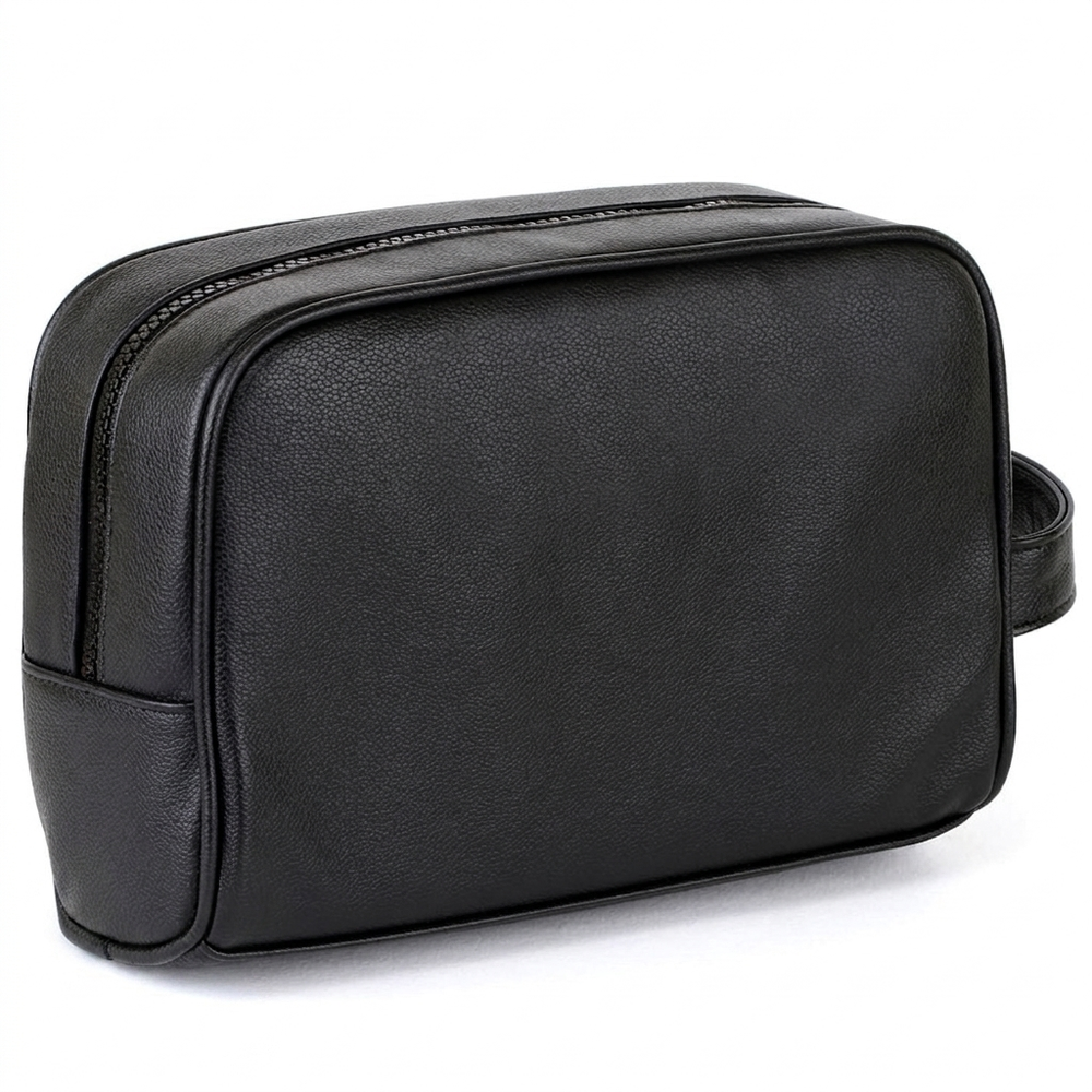 Tommy Hilfiger Polished Black Men’s Pouch With Embossed Flag Detail