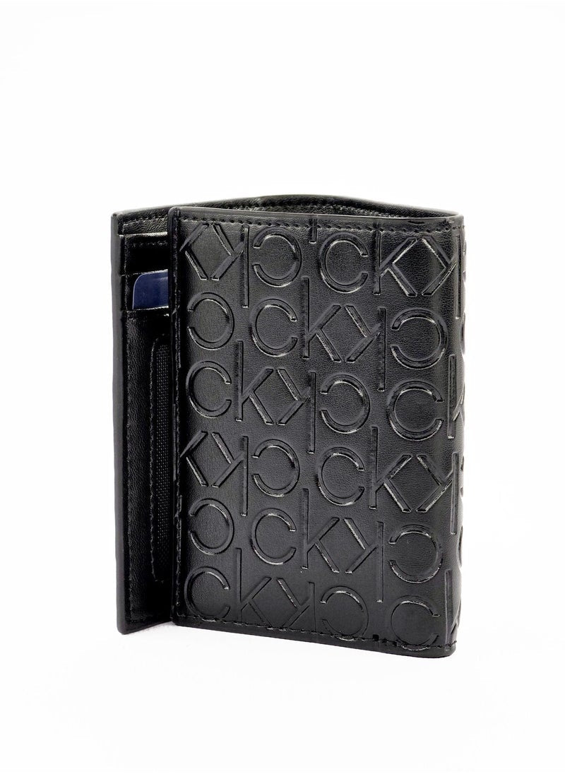CK Monogram Trifold Black Wallet For Men