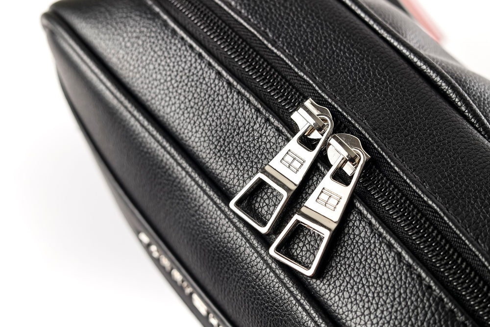 Tommy Hilfiger Polished Black Men’s Pouch With Corner Stripe