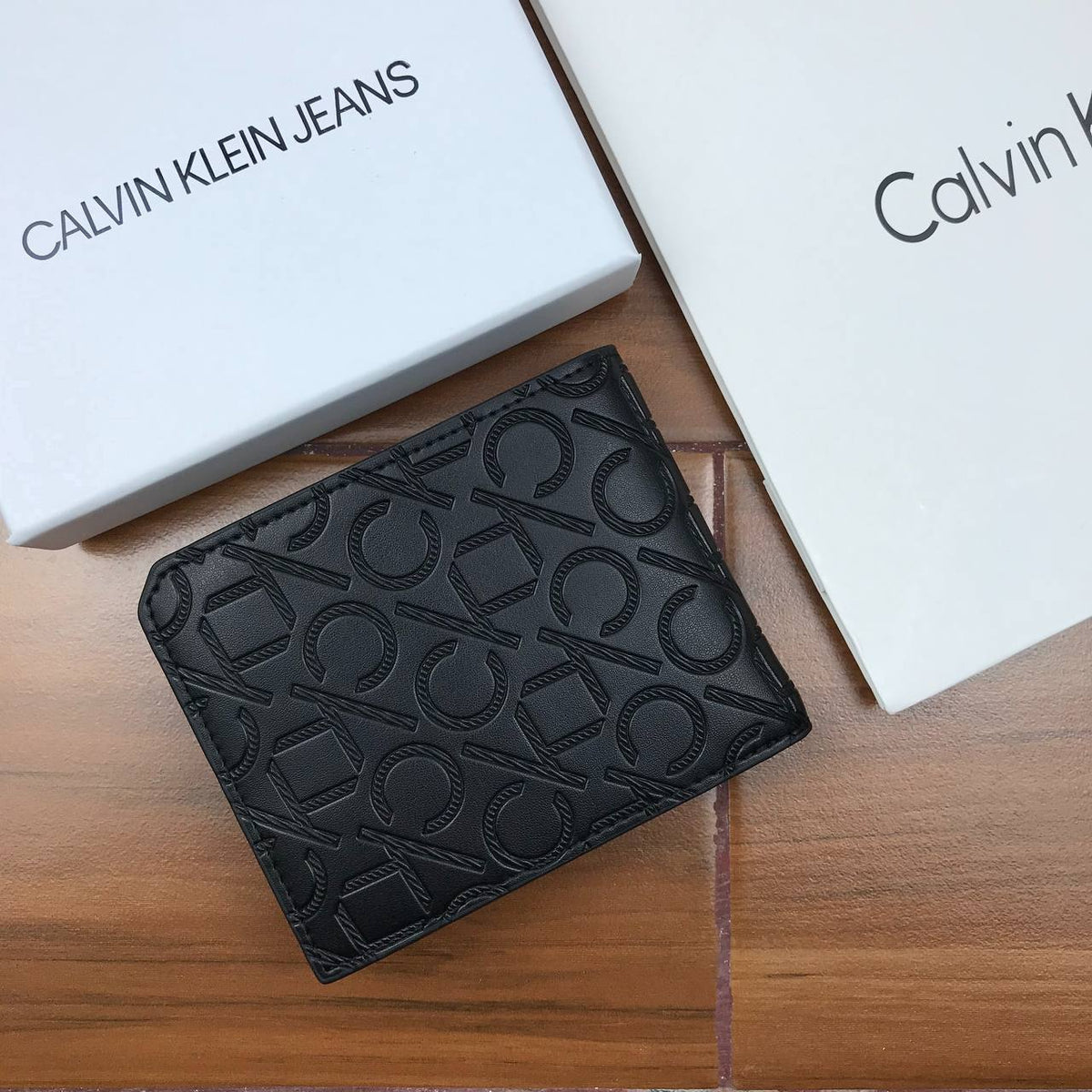 Calvin Klein  All-Over Monogram Black Leather Wallet