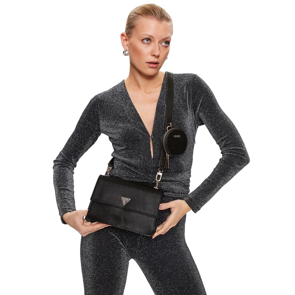 حقيبة كروسبودي نسائية سوداء من جيس Guess ، رقم الموديل Hwevg873719