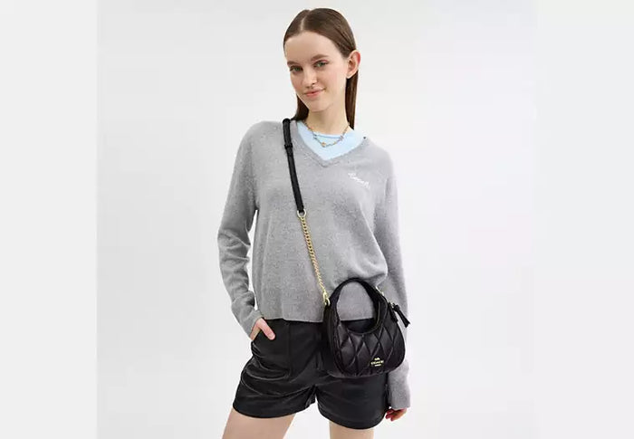 COACH Teri Shoulder Bag in Quilted Black Leather