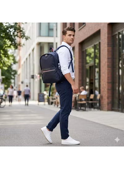 Tommy Hilfiger Men’s Black Backpack TC980CB0 – Premium Everyday & Laptop Bag