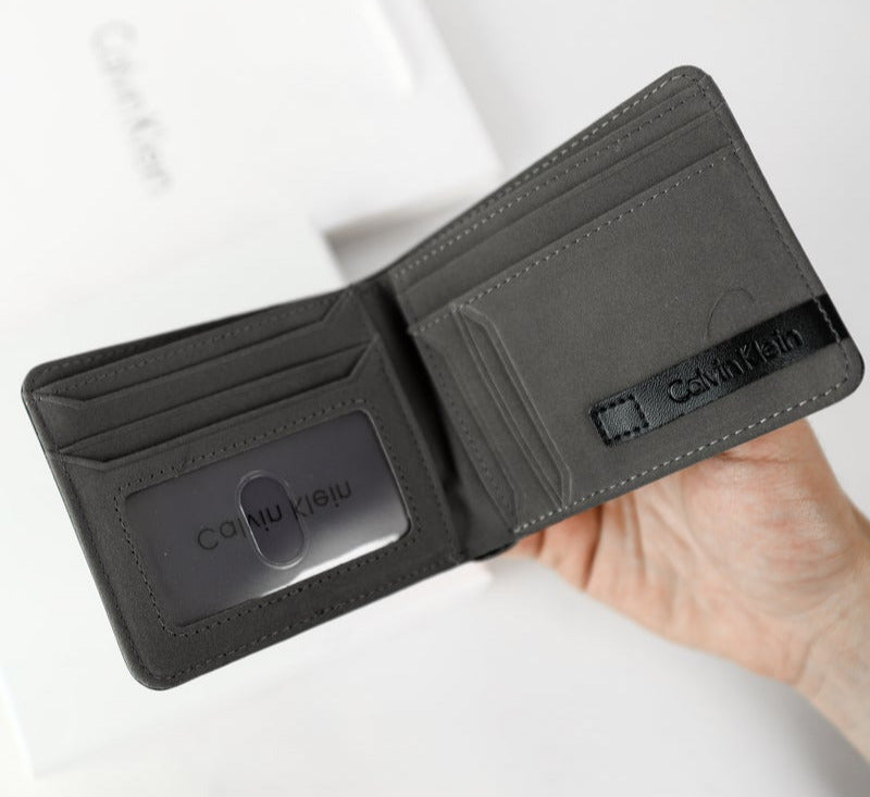 CK Black Leather Wallet-Keychain Set For Men